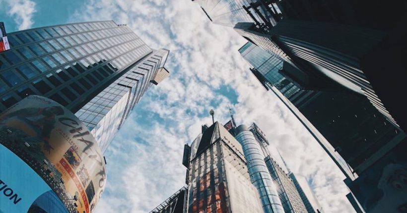 low angle photograph of city structures