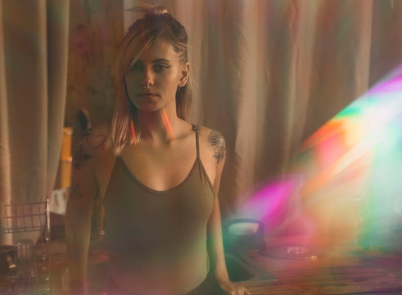 woman in spaghetti strap top