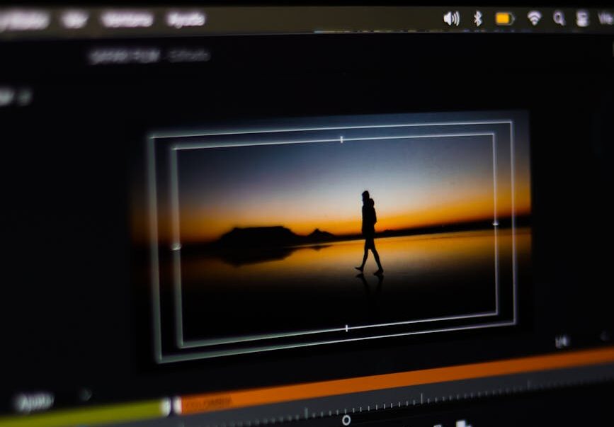 professional video editing interface on computer screen