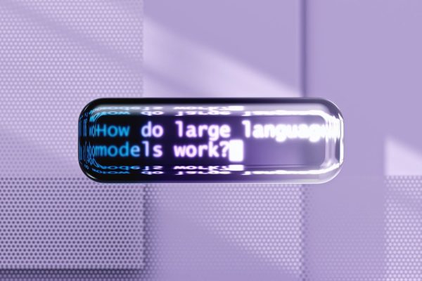 A digital representation of how large language models function in AI technology.