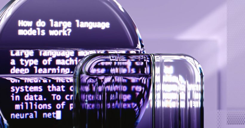 Abstract representation of large language models and AI technology.