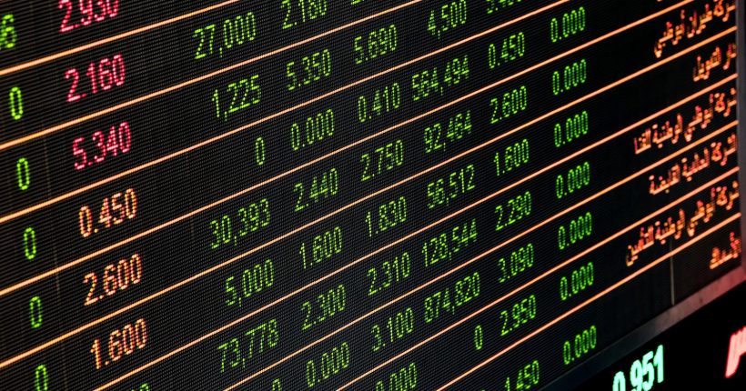 Detailed view of a stock market screen showing numbers and data, symbolizing financial trading.