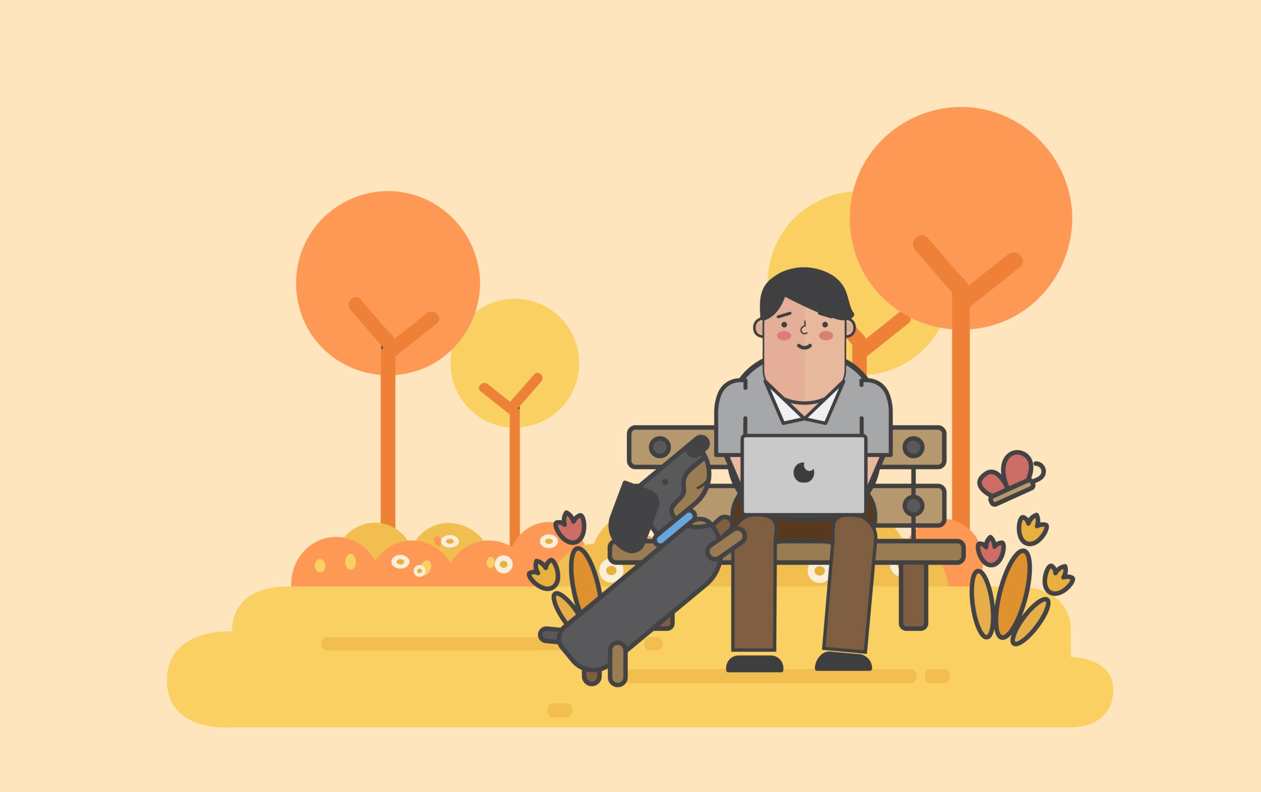 Illustration of businessman and a dog