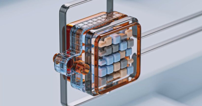 3D render showcasing an abstract concept of artificial intelligence and technology with cube manipulation.