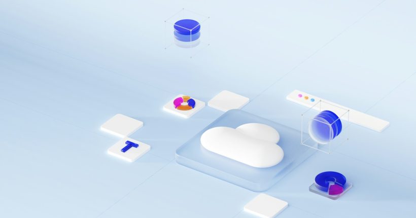 a computer screen with a cloud shaped object on top of it