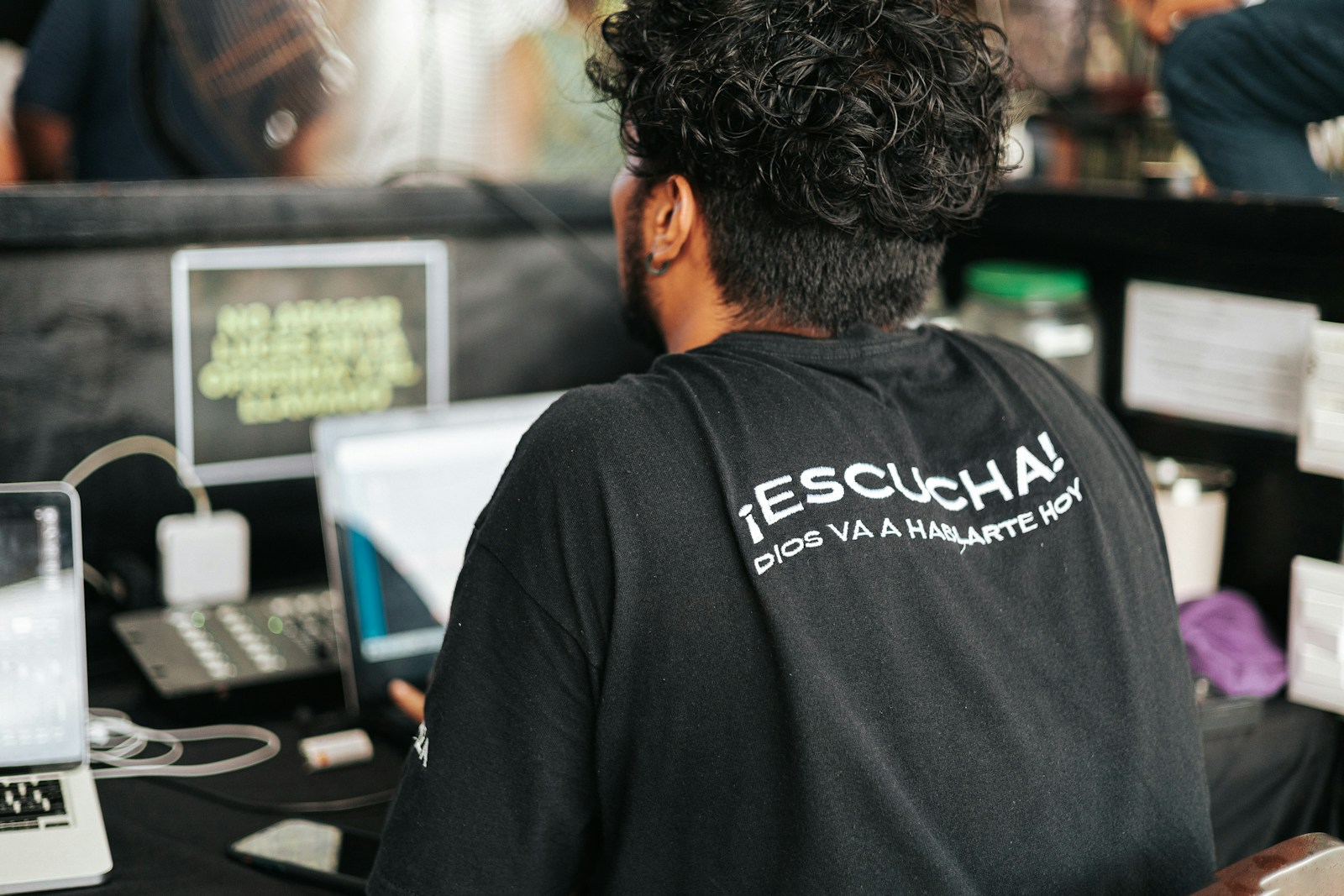a person sitting at a desk
