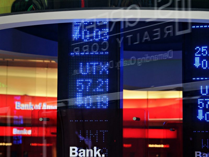 a bank sign in front of a building