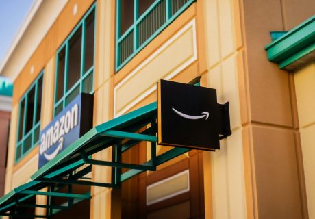 Amazon store entrance with signage