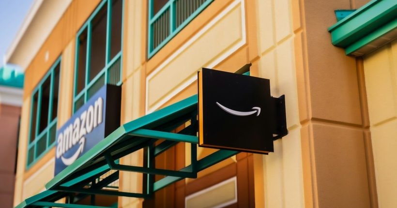 Amazon store entrance with signage
