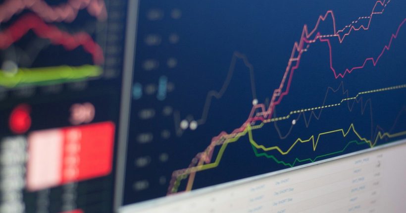 close-up photo of monitor displaying graph