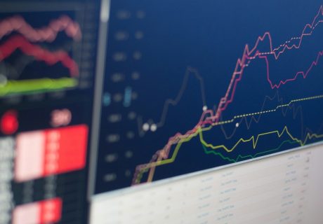close-up photo of monitor displaying graph