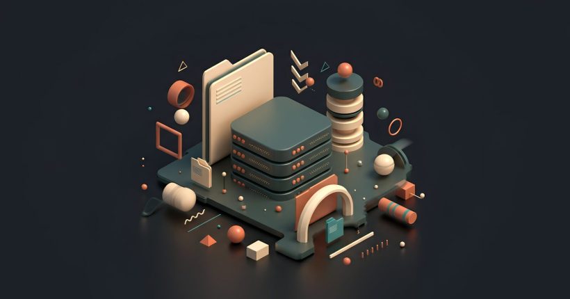 A stylized illustration of data storage and processing.